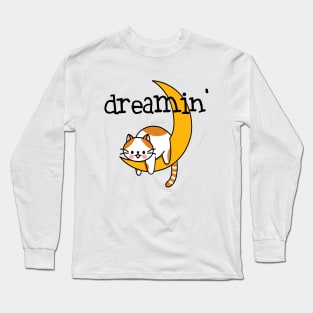 Dreaming cat with moon Long Sleeve T-Shirt